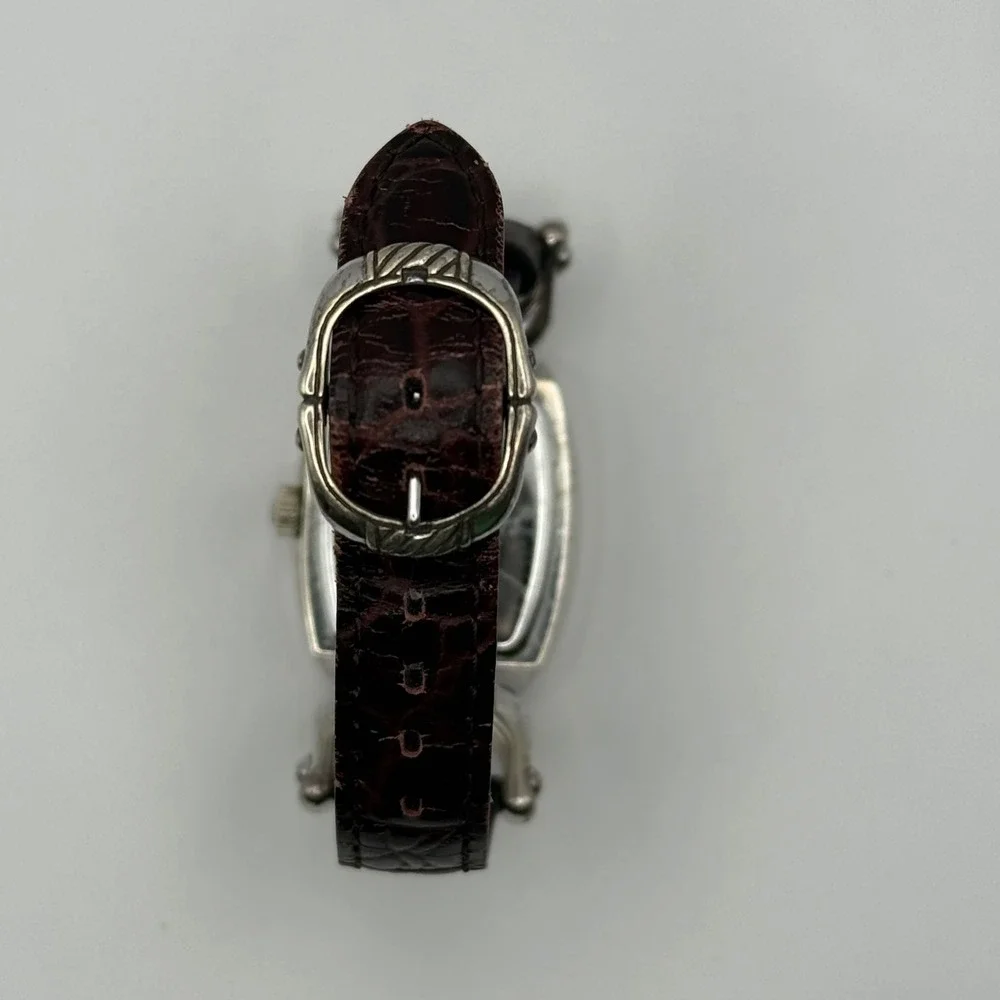 Brighton Shetland Women's Silver Tone Watch Brown Leather Band Japan Quartz